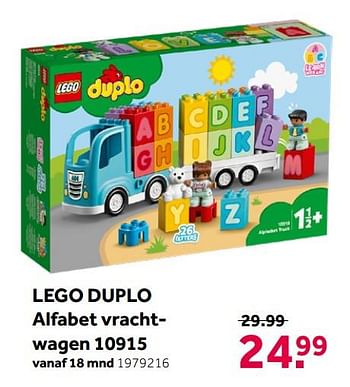 Aanbiedingen Lego duplo alfabet vrachtwagen 10915 - Lego - Geldig van 26/09/2020 tot 06/12/2020 bij Intertoys