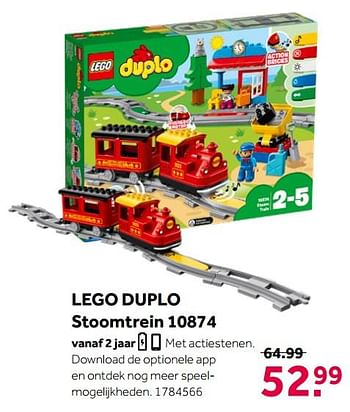 Aanbiedingen Lego duplo stoomtrein 10874 - Lego - Geldig van 26/09/2020 tot 06/12/2020 bij Intertoys