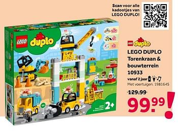 Aanbiedingen Lego duplo torenkraan + bouwterrein 10933 - Lego - Geldig van 26/09/2020 tot 06/12/2020 bij Intertoys