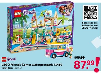 Aanbiedingen Lego friends zomer waterpretpark 41430 - Lego - Geldig van 26/09/2020 tot 06/12/2020 bij Intertoys