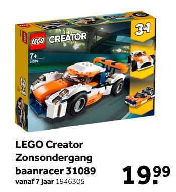 Aanbiedingen Lego creator zonsondergang baanracer 31089 - Lego - Geldig van 26/09/2020 tot 06/12/2020 bij Intertoys