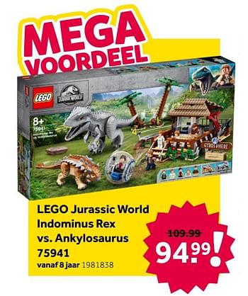 Aanbiedingen Lego jurassic world indominus rex vs. ankylosaurus 75941 - Lego - Geldig van 26/09/2020 tot 06/12/2020 bij Intertoys