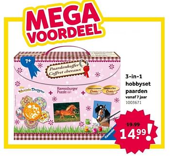 Aanbiedingen 3-in-1 hobbyset paarden - Ravensburger - Geldig van 26/09/2020 tot 06/12/2020 bij Intertoys