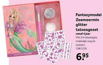 Aanbiedingen Fantasymodel zeemeermin glitter tatoeageset - Top Model - Geldig van 26/09/2020 tot 06/12/2020 bij Intertoys