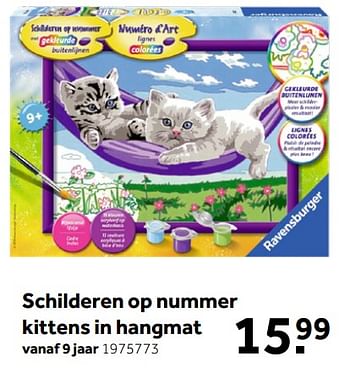 Aanbiedingen Schilderen op nummer kittens in hangmat - Ravensburger - Geldig van 26/09/2020 tot 06/12/2020 bij Intertoys