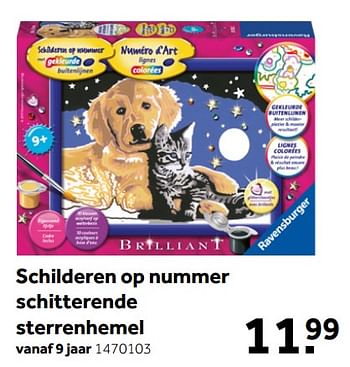 Aanbiedingen Schilderen op nummer schitterende sterrenhemel - Ravensburger - Geldig van 26/09/2020 tot 06/12/2020 bij Intertoys