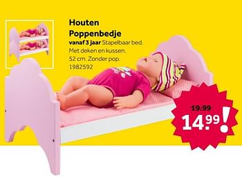 Aanbiedingen Houten poppenbedje - Huismerk - Intertoys - Geldig van 26/09/2020 tot 06/12/2020 bij Intertoys