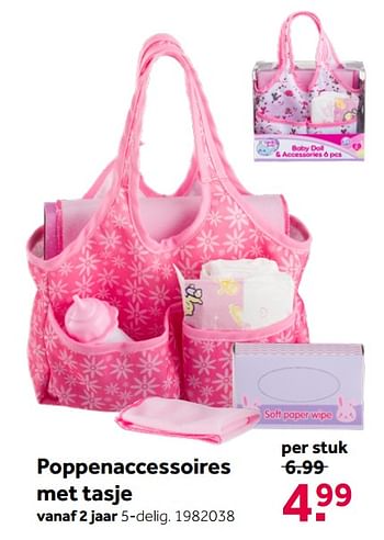 Aanbiedingen Poppenaccessoires met tasje - Huismerk - Intertoys - Geldig van 26/09/2020 tot 06/12/2020 bij Intertoys