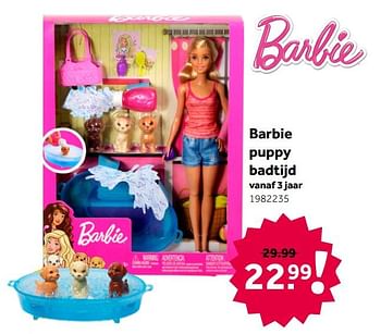 Aanbiedingen Barbie puppy badtijd - Mattel - Geldig van 26/09/2020 tot 06/12/2020 bij Intertoys