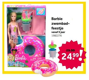 Aanbiedingen Barbie zwembadfeestje - Mattel - Geldig van 26/09/2020 tot 06/12/2020 bij Intertoys