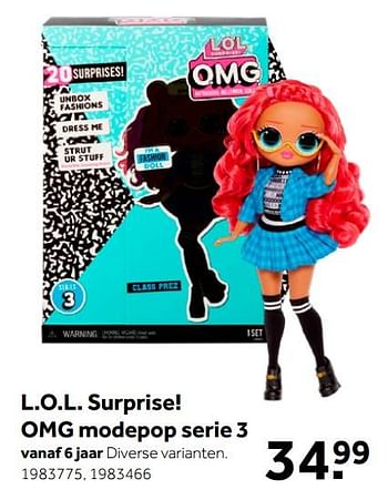 Aanbiedingen L.o.l. surprise! omg modepop serie 3 - LOL Surprise - Geldig van 26/09/2020 tot 06/12/2020 bij Intertoys