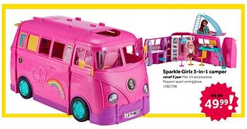 Aanbiedingen Sparkle girlz 3-in-1 camper - Sparkle Girlz - Geldig van 26/09/2020 tot 06/12/2020 bij Intertoys