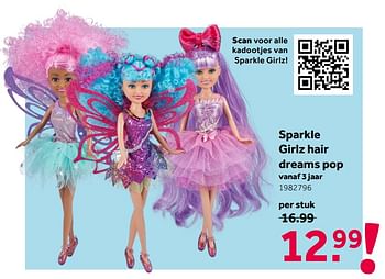 Aanbiedingen Sparkle girlz hair dreams pop - Sparkle Girlz - Geldig van 26/09/2020 tot 06/12/2020 bij Intertoys