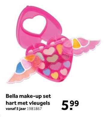 Aanbiedingen Bella make-up set hart met vleugels - Huismerk - Intertoys - Geldig van 26/09/2020 tot 06/12/2020 bij Intertoys