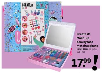 Aanbiedingen Create it! make-up beautycase met draagband - Create it! - Geldig van 26/09/2020 tot 06/12/2020 bij Intertoys