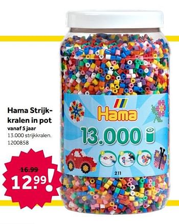 Aanbiedingen Hama strijkkralen in pot - Hama - Geldig van 26/09/2020 tot 06/12/2020 bij Intertoys