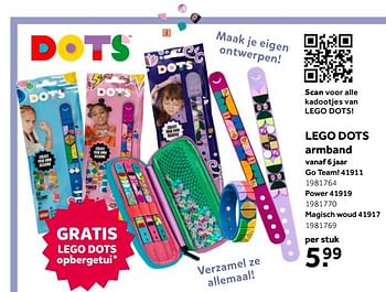 Aanbiedingen Lego dots armband go team! 41911 - Lego - Geldig van 26/09/2020 tot 06/12/2020 bij Intertoys