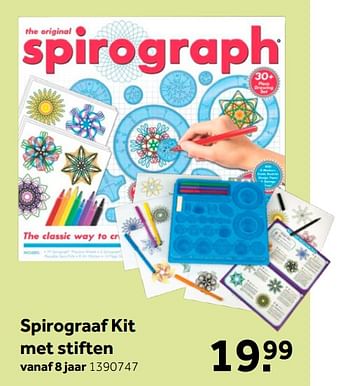 Aanbiedingen Spirograaf kit met stiften - Spirograph - Geldig van 26/09/2020 tot 06/12/2020 bij Intertoys