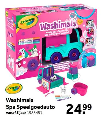 Aanbiedingen Washimals spa speelgoedauto - Crayola - Geldig van 26/09/2020 tot 06/12/2020 bij Intertoys