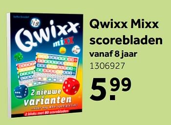 Aanbiedingen Qwixx mixx scorebladen - White Goblin Games - Geldig van 26/09/2020 tot 06/12/2020 bij Intertoys