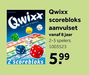 Aanbiedingen Qwixx scorebloks aanvulset - White Goblin Games - Geldig van 26/09/2020 tot 06/12/2020 bij Intertoys
