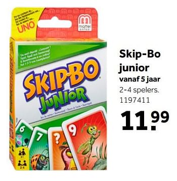 Aanbiedingen Skip-bo junior - Mattel - Geldig van 26/09/2020 tot 06/12/2020 bij Intertoys