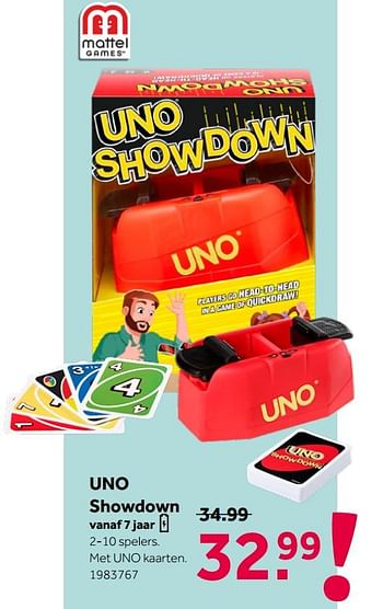 Aanbiedingen Uno showdown - Mattel - Geldig van 26/09/2020 tot 06/12/2020 bij Intertoys