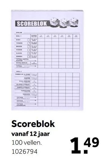 Aanbiedingen Scoreblok - Huismerk - Intertoys - Geldig van 26/09/2020 tot 06/12/2020 bij Intertoys