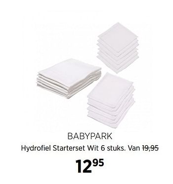 Aanbiedingen Babypark hydrofiel starterset wit 6 stuks - Huismerk - Babypark - Geldig van 16/11/2020 tot 14/12/2020 bij Babypark