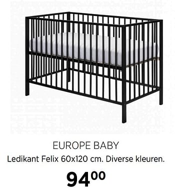 Aanbiedingen Europe baby ledikant felix diverse kleuren - Europe baby - Geldig van 16/11/2020 tot 14/12/2020 bij Babypark