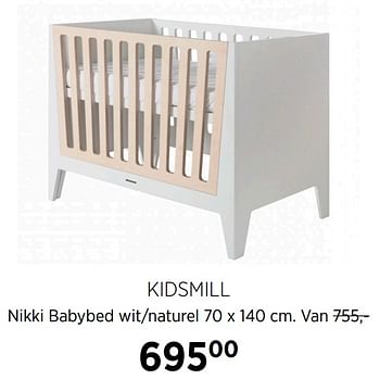 Aanbiedingen Kidsmill nikki babybed wit-naturel - Kidsmill - Geldig van 16/11/2020 tot 14/12/2020 bij Babypark