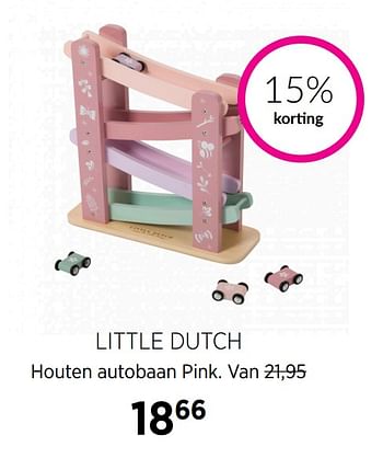 Aanbiedingen Little dutch houten autobaan pink - Little Dutch - Geldig van 16/11/2020 tot 14/12/2020 bij Babypark