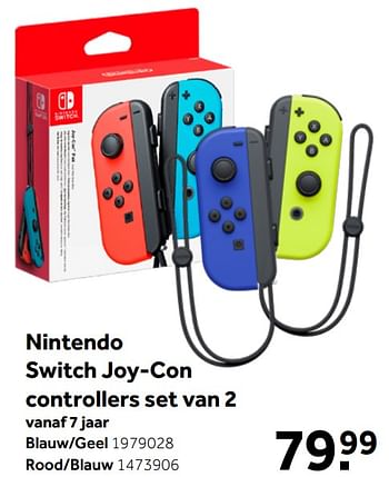 Aanbiedingen Nintendo switch joy-con controllers set van 2 blauw-geel - Nintendo - Geldig van 26/09/2020 tot 06/12/2020 bij Intertoys