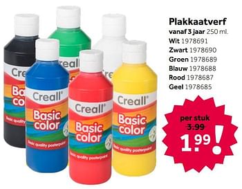 Aanbiedingen Plakkaatverf wit - Creall - Geldig van 26/09/2020 tot 06/12/2020 bij Intertoys