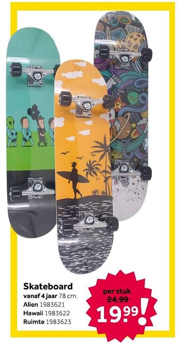 Aanbiedingen Skateboard alien - Huismerk - Intertoys - Geldig van 26/09/2020 tot 06/12/2020 bij Intertoys