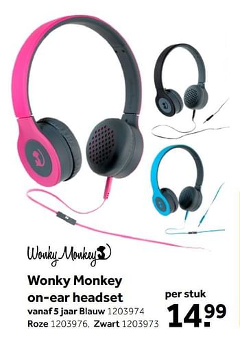 Aanbiedingen Wonky monkey on-ear headset blauw - Wonky Monkey - Geldig van 26/09/2020 tot 06/12/2020 bij Intertoys