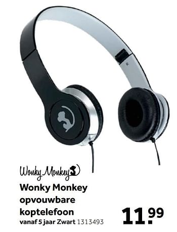 Aanbiedingen Wonky monkey opvouwbare koptelefoon - Wonky Monkey - Geldig van 26/09/2020 tot 06/12/2020 bij Intertoys