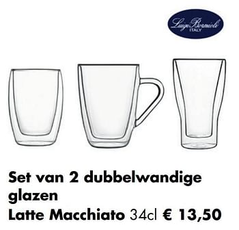 Aanbiedingen Set van 2 dubbelwandige glazen latte macchiato - Luigi Bormioli - Geldig van 30/11/2020 tot 21/12/2020 bij Multi Bazar