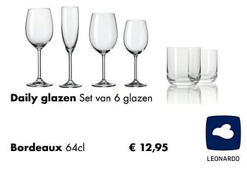 Aanbiedingen Daily glazen bordeaux - Leonardo - Geldig van 30/11/2020 tot 21/12/2020 bij Multi Bazar