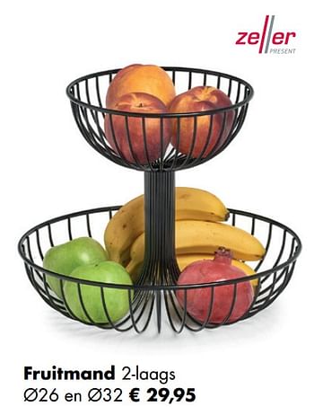 Aanbiedingen Fruitmand 2-laags - Zeller Present - Geldig van 30/11/2020 tot 21/12/2020 bij Multi Bazar