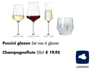 Aanbiedingen Puccini glazen champagneflute - Leonardo - Geldig van 30/11/2020 tot 21/12/2020 bij Multi Bazar