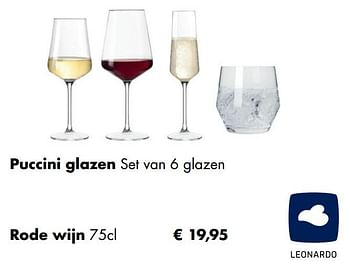 Aanbiedingen Puccini glazen rode wijn - Leonardo - Geldig van 30/11/2020 tot 21/12/2020 bij Multi Bazar