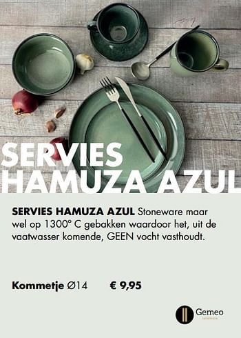 Aanbiedingen Servies hamuza azul kommetje - Gemeo - Geldig van 30/11/2020 tot 21/12/2020 bij Multi Bazar