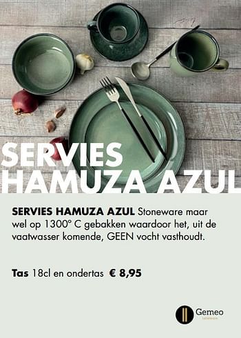 Aanbiedingen Servies hamuza azul tas - Gemeo - Geldig van 30/11/2020 tot 21/12/2020 bij Multi Bazar