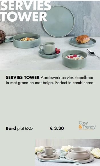 Aanbiedingen Servies tower bord - Cosy &amp; Trendy - Geldig van 30/11/2020 tot 21/12/2020 bij Multi Bazar