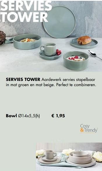 Aanbiedingen Servies tower bowl - Cosy &amp; Trendy - Geldig van 30/11/2020 tot 21/12/2020 bij Multi Bazar