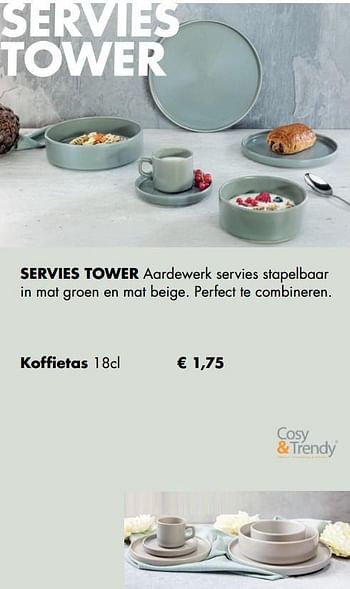Aanbiedingen Servies tower koffietas - Cosy &amp; Trendy - Geldig van 30/11/2020 tot 21/12/2020 bij Multi Bazar