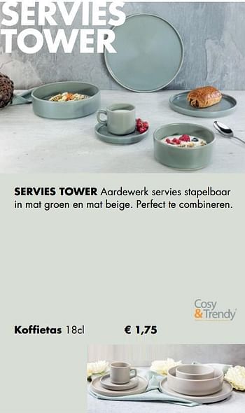 Aanbiedingen Servies tower koffietas - Cosy &amp; Trendy - Geldig van 30/11/2020 tot 21/12/2020 bij Multi Bazar