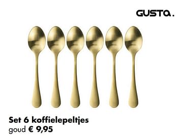 Aanbiedingen Set 6 koffielepeltjes goud - Gusta - Geldig van 30/11/2020 tot 21/12/2020 bij Multi Bazar