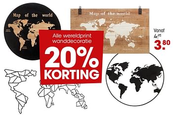 Aanbiedingen Wereldprint wanddecoratie - Huismerk - Kwantum - Geldig van 01/12/2020 tot 06/12/2020 bij Kwantum